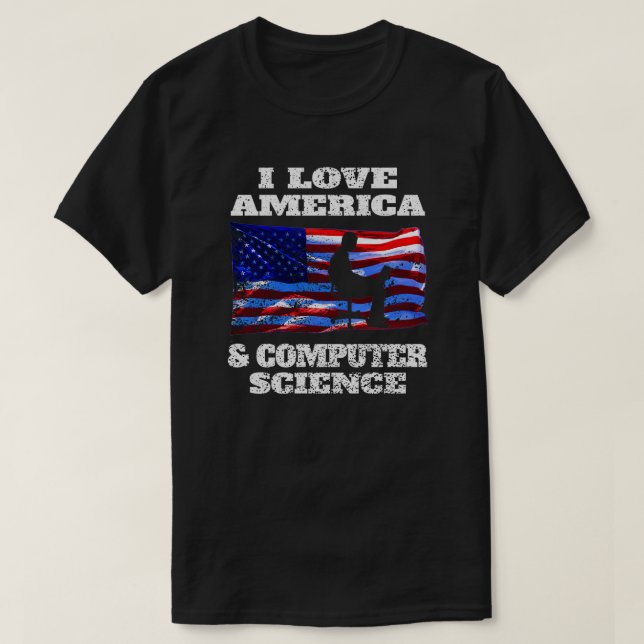 I Kärlek America and Computer Science T Shirt (Design framsida)