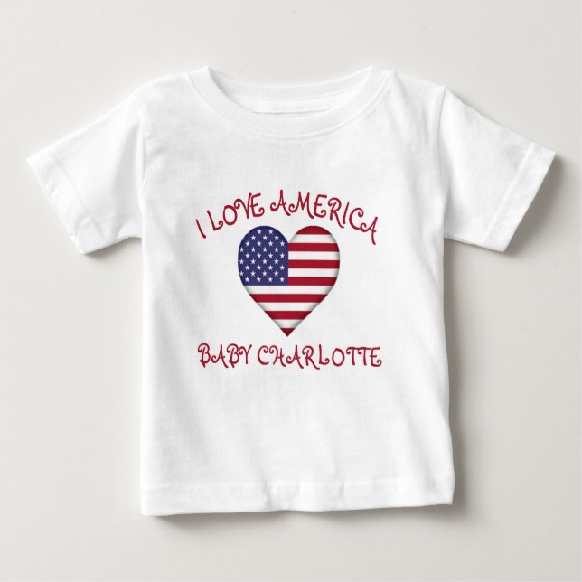 I Kärlek America Heart Flagga for Baby T Shirt (Framsida)