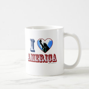 I Kärlek America Heart Liberty Logotyp Art Roligt Kaffemugg