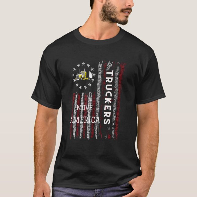 I Kärlek American Lastbilar Trucker Design T Shirt (Framsida)