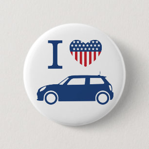 I kärlek American Mini Coopers - Blue - F56 Button Knapp