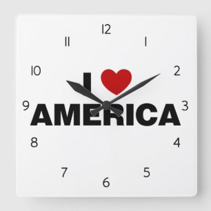 I Kärlek Amerika Fyrkantig Klocka