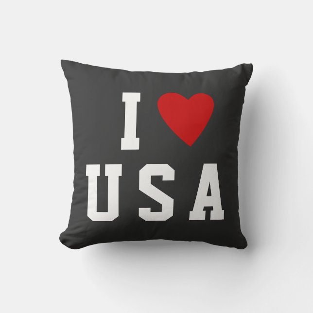 I kärlek AMERIKA | Heart anpassningsbar text USA Kudde (Framsida)