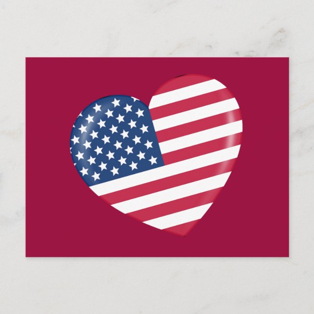 I Kärlek Amerika - Hjärtat i Patriotic Amerika Vykort (Framsida)