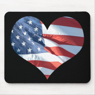 I Kärlek Amerika - Hjärtformade amerikanska Flag Musmatta