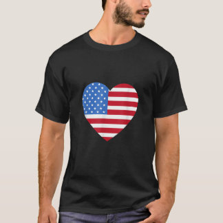 I kärlek Amerika Kärlek Flagga hjärta 4 juli T Shirt