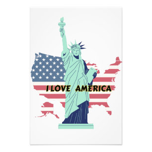 I Kärlek Amerika - Liberty & Pride T-Shirt Fototryck