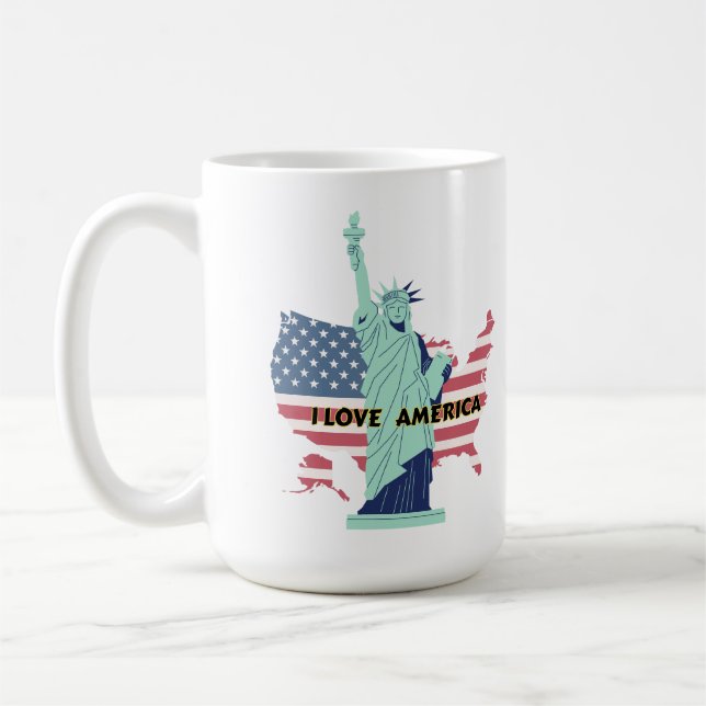 I Kärlek Amerika - Liberty & Pride T-Shirt Kaffemugg (Vänster)