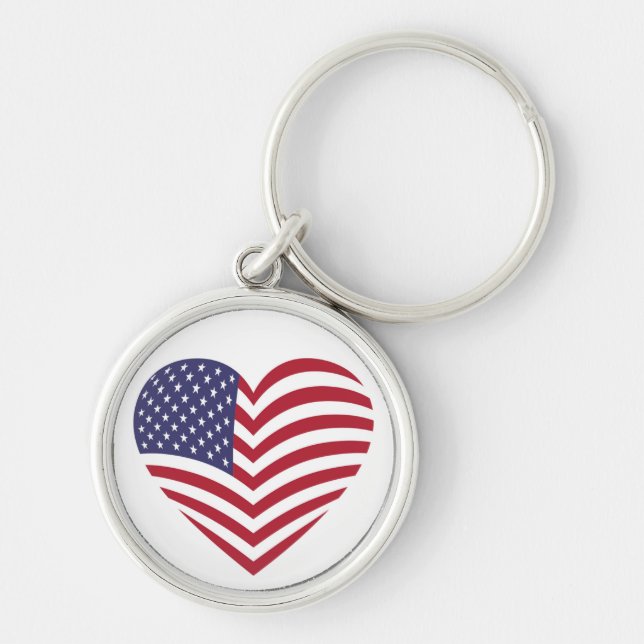 I KÄRLEK AMERIKA RUND SILVERFÄRGAD NYCKELRING (Framsidan)