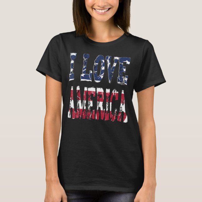 I Kärlek Amerika USA flagga Manar Kvinnor Patrioti T Shirt (Framsida)