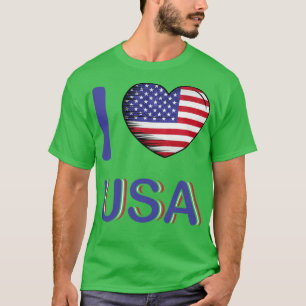 I Kärlek Amerika USA flagga Mitt hem Land 18 T Shirt