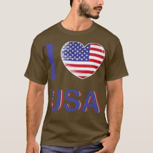 I Kärlek Amerika USA flagga Mitt hem Land 19 T Shirt