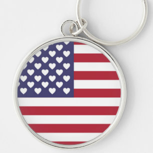 I KÄRLEK AMERIKAS FÖRENTA STATER RUND SILVERFÄRGAD NYCKELRING