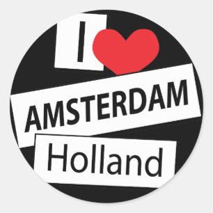 I Kärlek Amsterdam Holland Runt Klistermärke