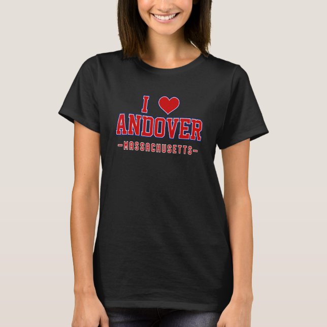 I Kärlek Andover Massachusetts T Shirt (Framsida)