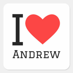 I kärlek andrew fyrkantigt klistermärke