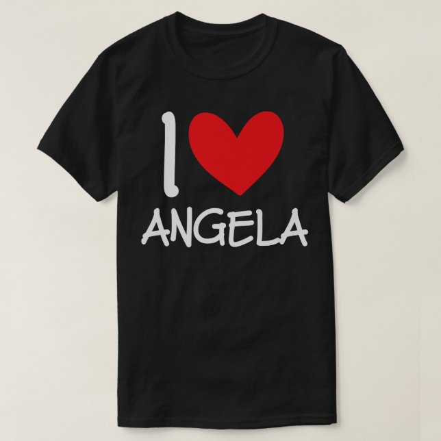 I Kärlek Angela Namn Personlig Girl Woman BFF Fri T Shirt (Design framsida)