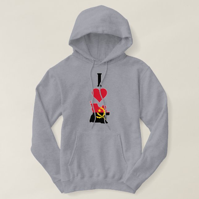 I Kärlek Angola-Lodrät Hjärtar jag Angola Land Fla Hoodie (Design framsida)