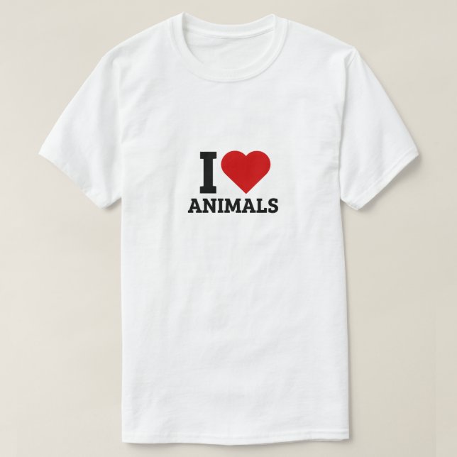 I Kärlek Animals - Djur Älskare T Shirt (Design framsida)