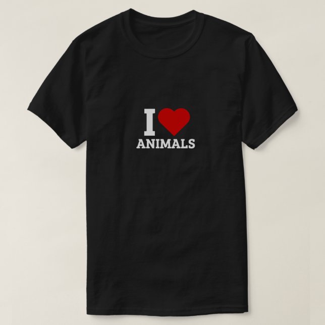 I Kärlek Animals - Djur Älskare T Shirt (Design framsida)