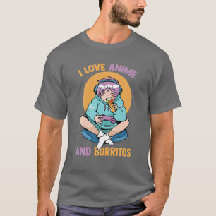 I Kärlek Anime and Burritos - Cute Kawaii Girl - M T Shirt