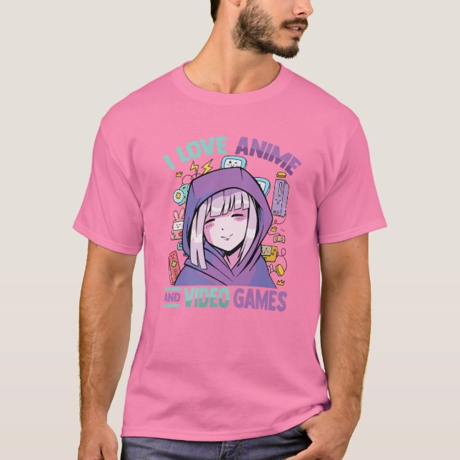I Kärlek Anime and Video Games - Kawaii Blushing O T Shirt (Framsida)