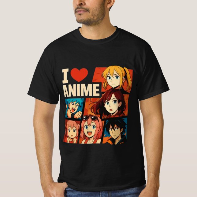 I Kärlek Anime Fläkt Art T Shirt (Framsida)