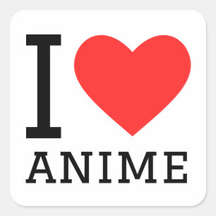 I kärlek anime fyrkantigt klistermärke