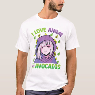 I Kärlek Anime och Avocados - Kawaii Blushing Otak T Shirt