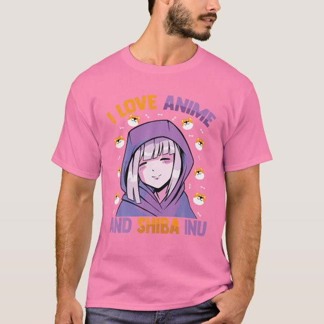 I Kärlek Anime och Shiba Inu - Kawaii Blushing Ota T Shirt (Framsida)