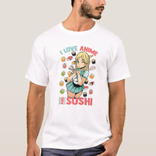 I Kärlek Anime och Sushi - Cute Kawaii - Manga Ota T Shirt