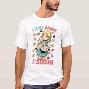 I Kärlek Anime och Sushi - Cute Kawaii - Manga Ota T Shirt