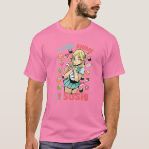 I Kärlek Anime och Sushi - Cute Kawaii - Manga Ota T Shirt