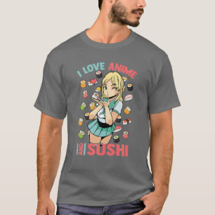 I Kärlek Anime och Sushi - Cute Kawaii - Manga Ota T Shirt