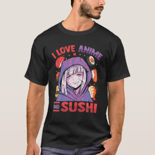 I Kärlek Anime och Sushi - Kawaii Blushing Otaku G T Shirt