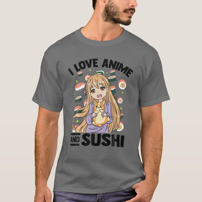 I Kärlek Anime och Sushi - Kawaii Otaku Girl - Cut T Shirt (Framsida)
