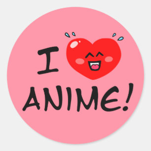 I Kärlek Anime Runt Klistermärke