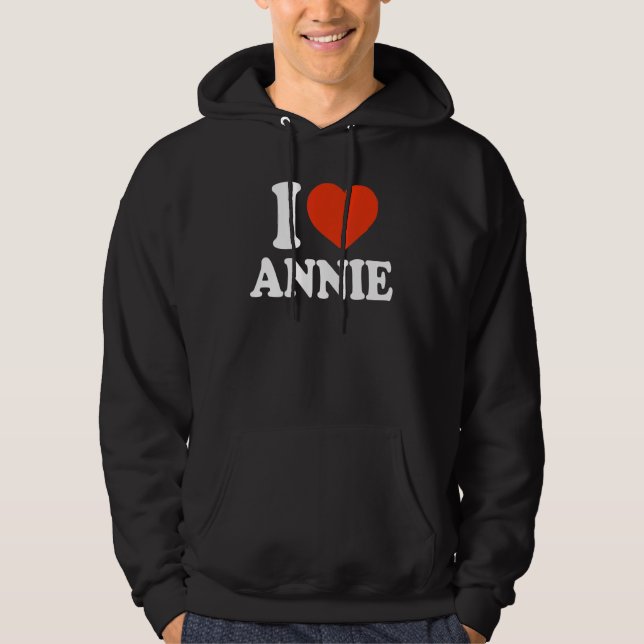 I Kärlek Annie Heart Annie Red Heart Valentine Hoodie (Framsida)