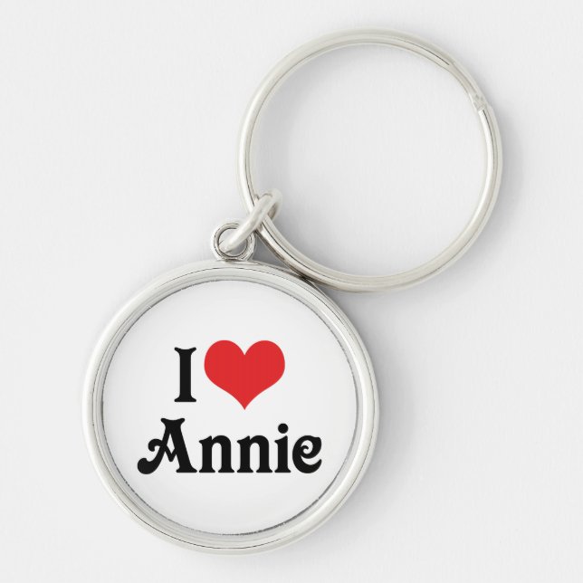 I Kärlek Annie Rund Silverfärgad Nyckelring (Framsidan)