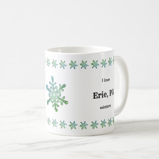 I Kärlek Anpassningsbar City Winters Erie PA Snowf Kaffemugg (Framsida höger)
