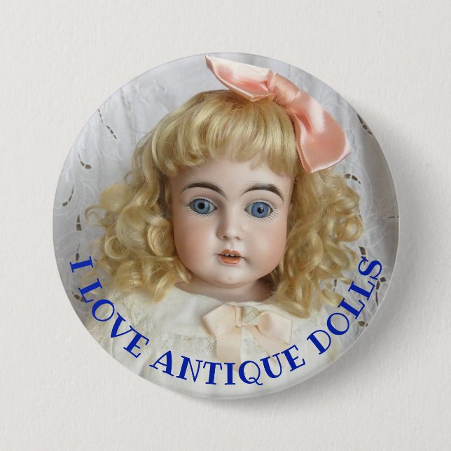 I Kärlek Antique Dolls 3-tums knappstift Knapp (Framsida)
