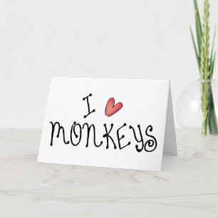 I Kärlek apor Cute Handskriftlig typografi Kort