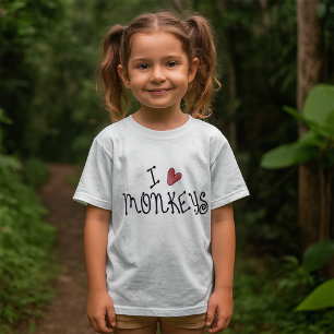 I Kärlek apor Cute Handskriftlig typografi T Shirt