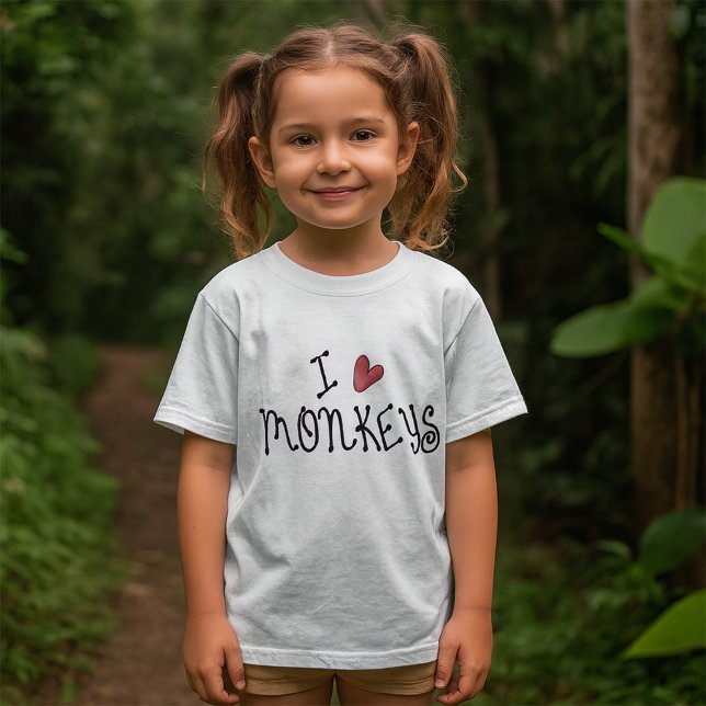 I Kärlek apor Cute Handskriftlig typografi T Shirt (Skapare uppladdad)