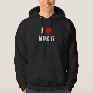 I Kärlek apor - Heart Cute Funny Zoo Animal Monke Hoodie
