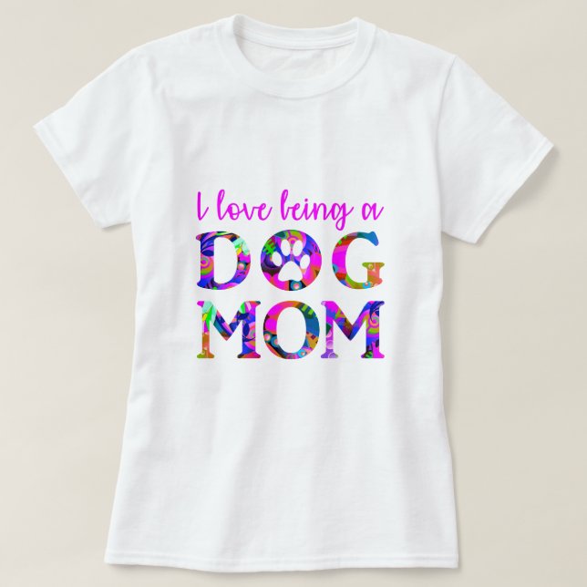 I kärlek är Blommigt Text White för Hund T Shirt (Design framsida)