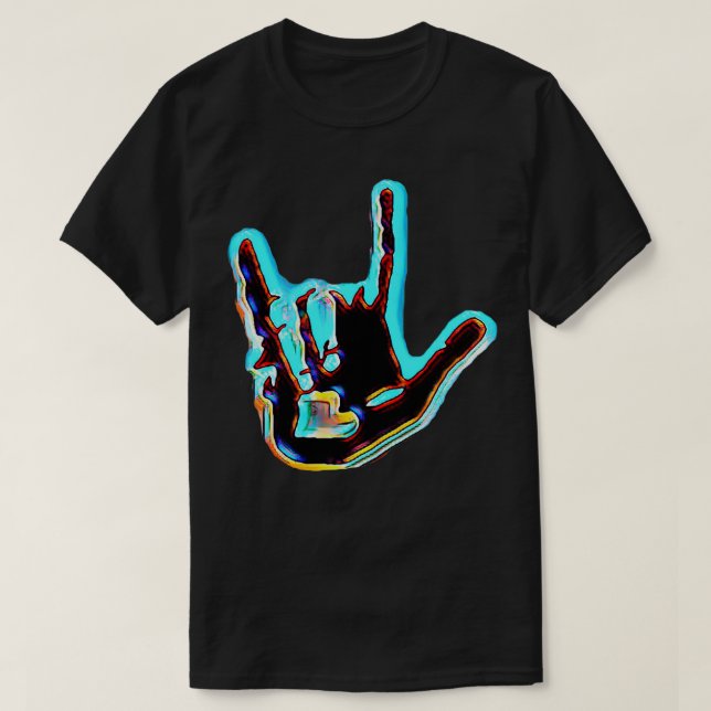 I kärlek är du döv ASL-teckenspråk T Shirt (Design framsida)