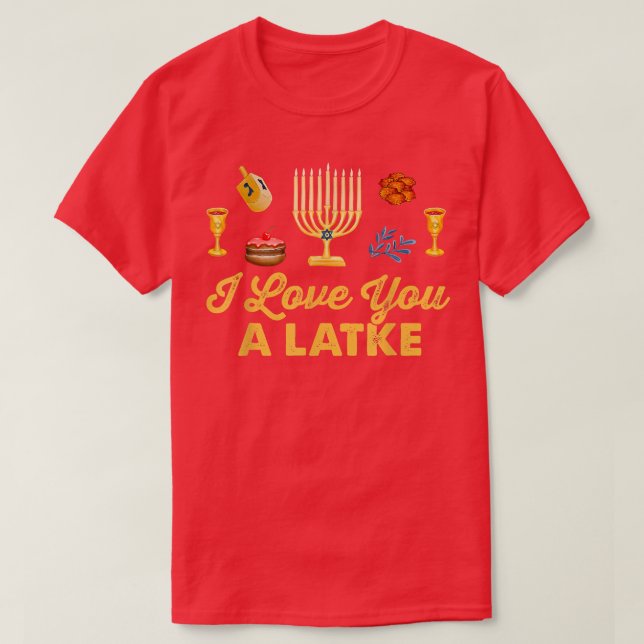 I Kärlek är du en Latke Menorah Hanukkah T Shirt (Design framsida)