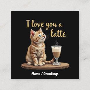 I Kärlek är du en latte: Cute Valentine Coffee Pun Fyrkantigt Visitkort