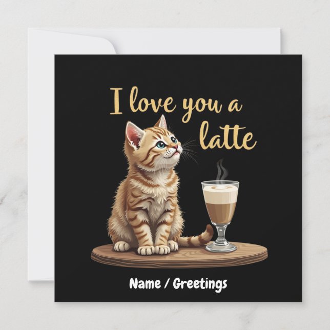 I Kärlek är du en latte: Cute Valentine Coffee Pun Inbjudningar (Framsida)